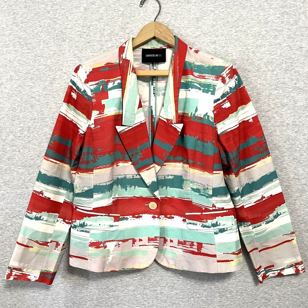Lafayette 148 Adina Jacket Womens Extra Large Brushstroke Abstract Art Colorful